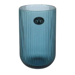 Set of 6 Ribbed Blue Highball Glasses, 430ml