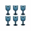 Set of 6 Ribbed Blue Wine Glasses, 255ml