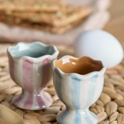Set of 2 Willa Lilac Stripe Egg Cups