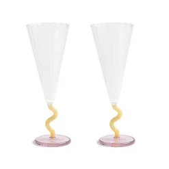 Set of 2 Yellow Stem Champagne Flutes, 180ml