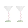 Set of 2 Zig Zag Martini Glasses