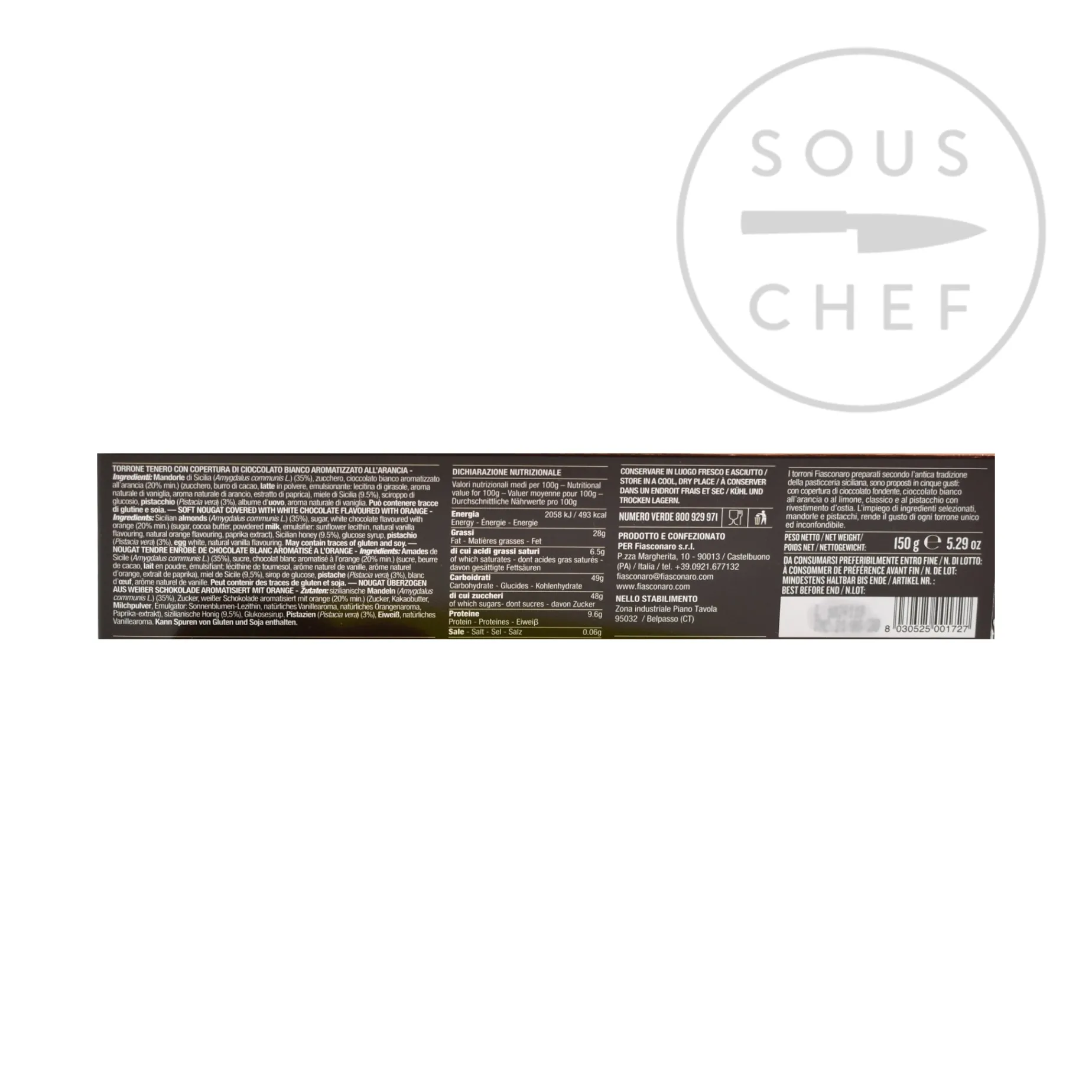 Short Dated Fiasconaro Sicilian Orange Torrone, 150g