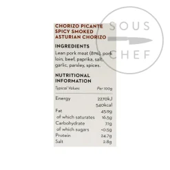 Smoked Asturian Cooking Chorizo Picante, 250g