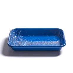 Splatter Fest Enamel Roasting and Serving Dish, Cobalt Blue