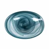 Teal Marble Glass Salad Bowl, 30cm