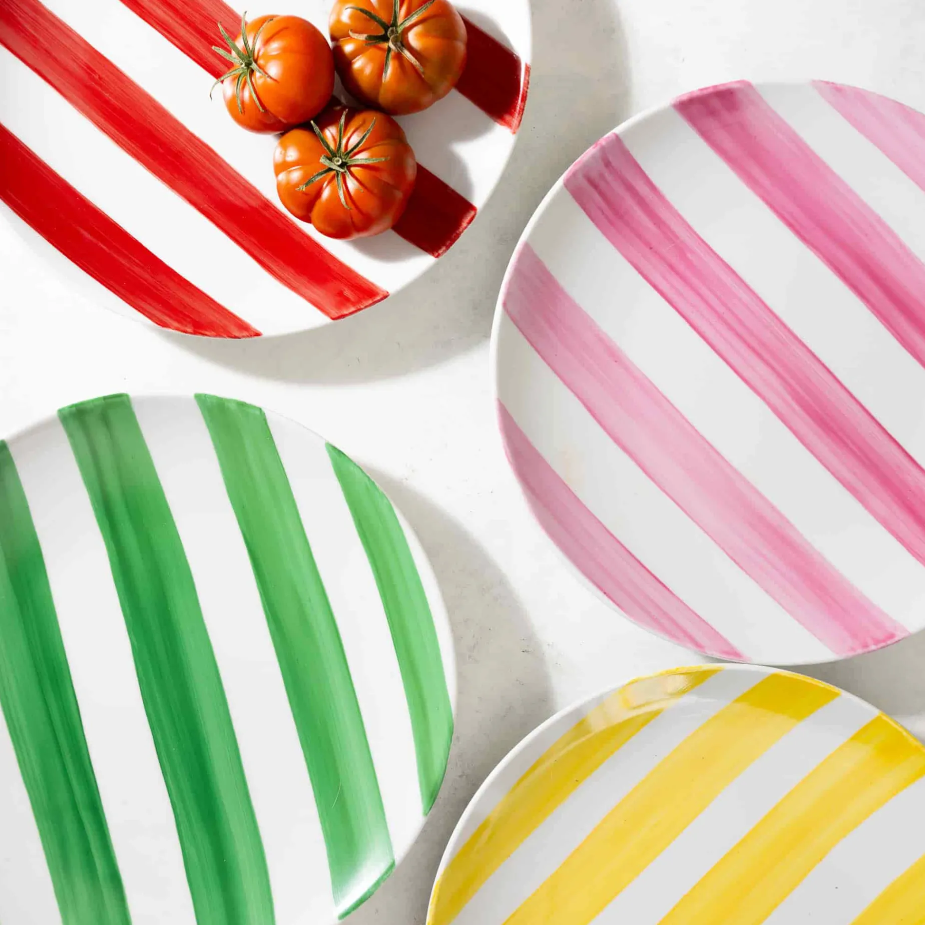 The Platera Green Stripe Porcelain Dinner Plate, 27.5cm