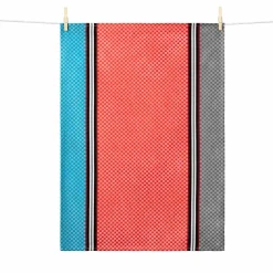 Tissage Moutet Blue & Coral French Jacquard Tea Towel