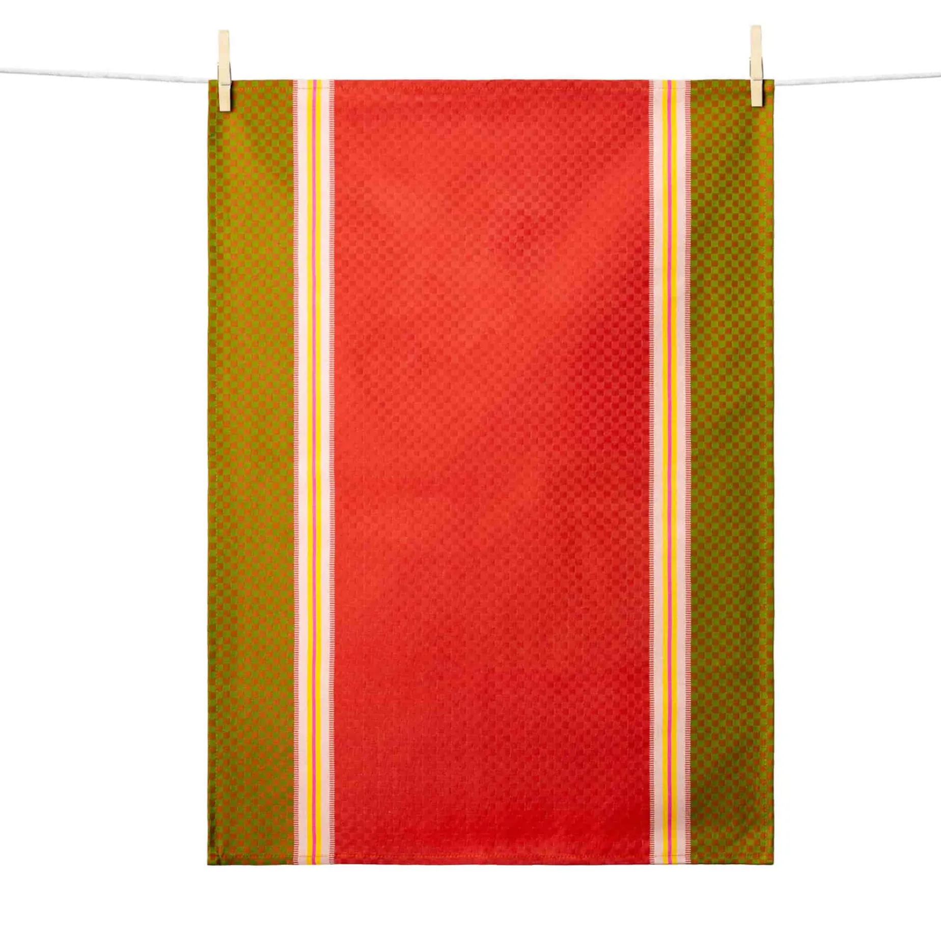 Tissage Moutet Red & Green French Jacquard Tea Towel