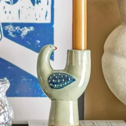 Trudy Blue Bird Candle Holder