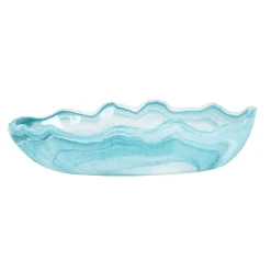 Turquoise Marble Glass Bowl, 21x14cm