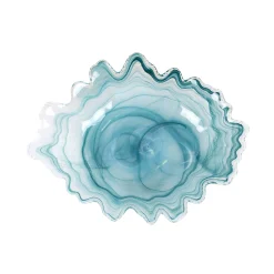 Turquoise Marble Glass Serving Bowl, 40x30cm