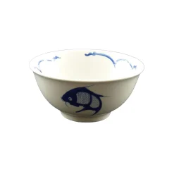 White & Blue Carp Rice Bowl, 11.5cm