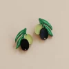 Wolf & Moon Olive Stud Earrings