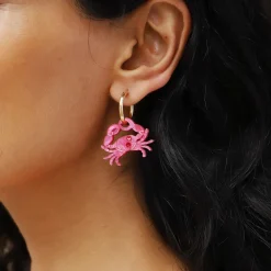Wolf & Moon Pink Crab Hoop Earrings