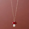 Wolf & Moon Red Mushroom Necklace