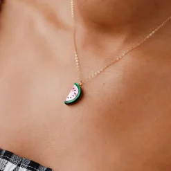 Wolf & Moon Watermelon Necklace