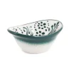 Yesil Ve Beyaz Boyali Oval Bowl, 10.5cm