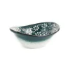 Yesil Ve Beyaz Boyali Oval Bowl, 12.5cm