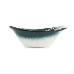 Yesil Ve Beyaz Boyali Oval Bowl, 12.5cm