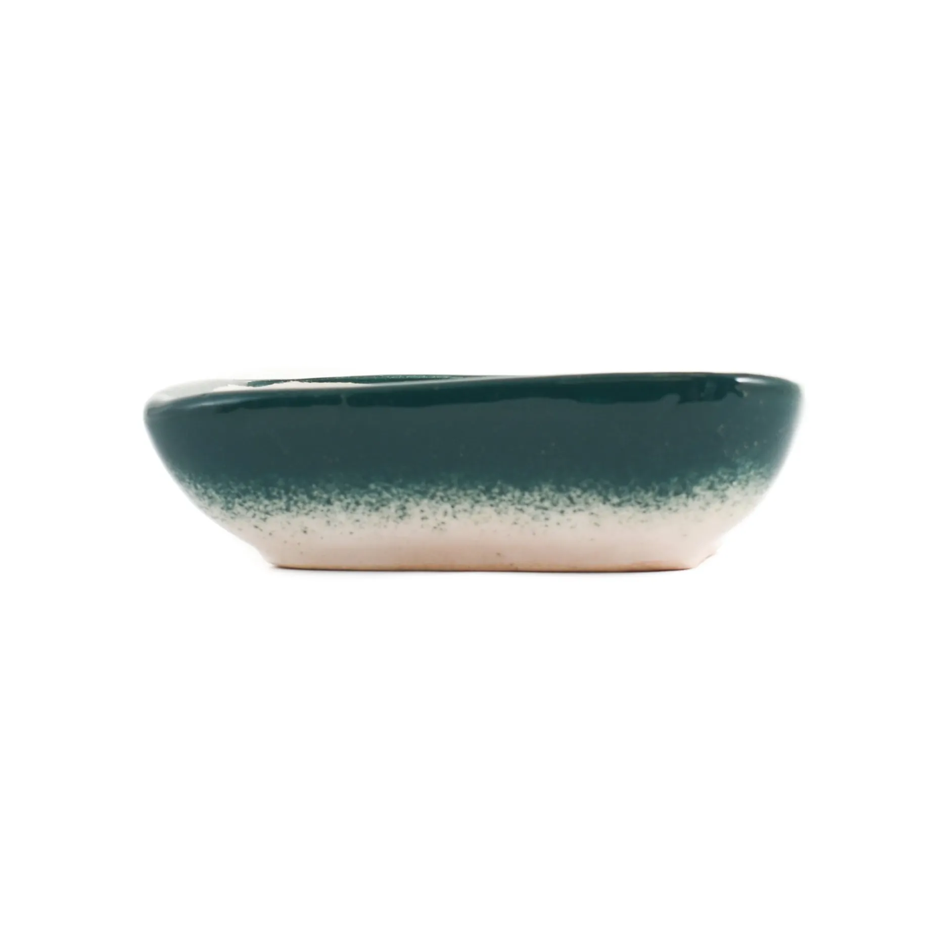 Yesil Ve Beyaz Boyali Rectangular Sauce Dish, 10.5x8cm