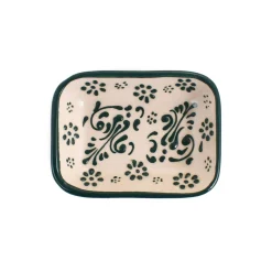 Yesil Ve Beyaz Boyali Rectangular Sauce Dish, 10.5x8cm