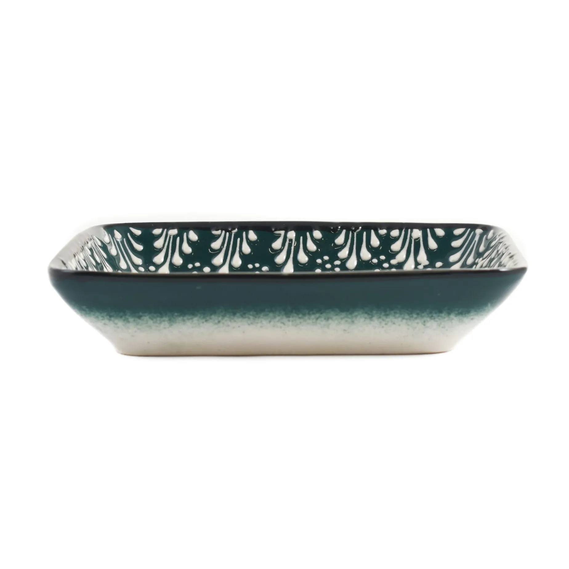 Yesil Ve Beyaz Boyali Rectangular Serving Dish, 16x11.5cm