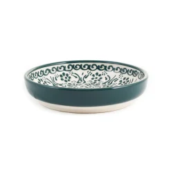 Yesil Ve Beyaz Boyali Shallow Bowl, 16cm