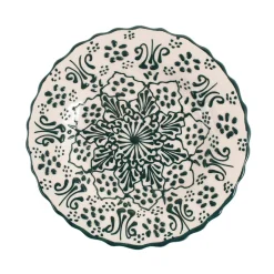 Yesil Ve Beyaz Boyali Wavy Side Plate, 19cm