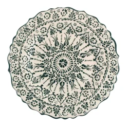 Yesil Ve Beyaz Boyali Wavy Serving Platter, 31.5cm